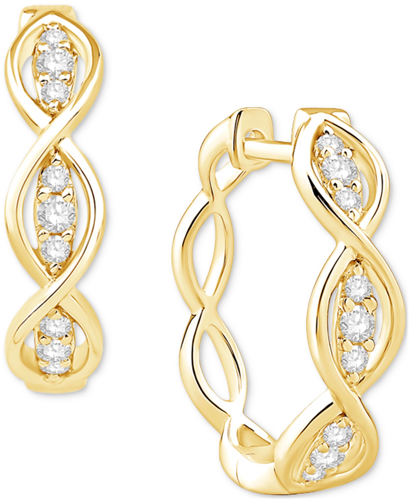 Серьги-кольца с бриллиантами в оправе из 10k Gold