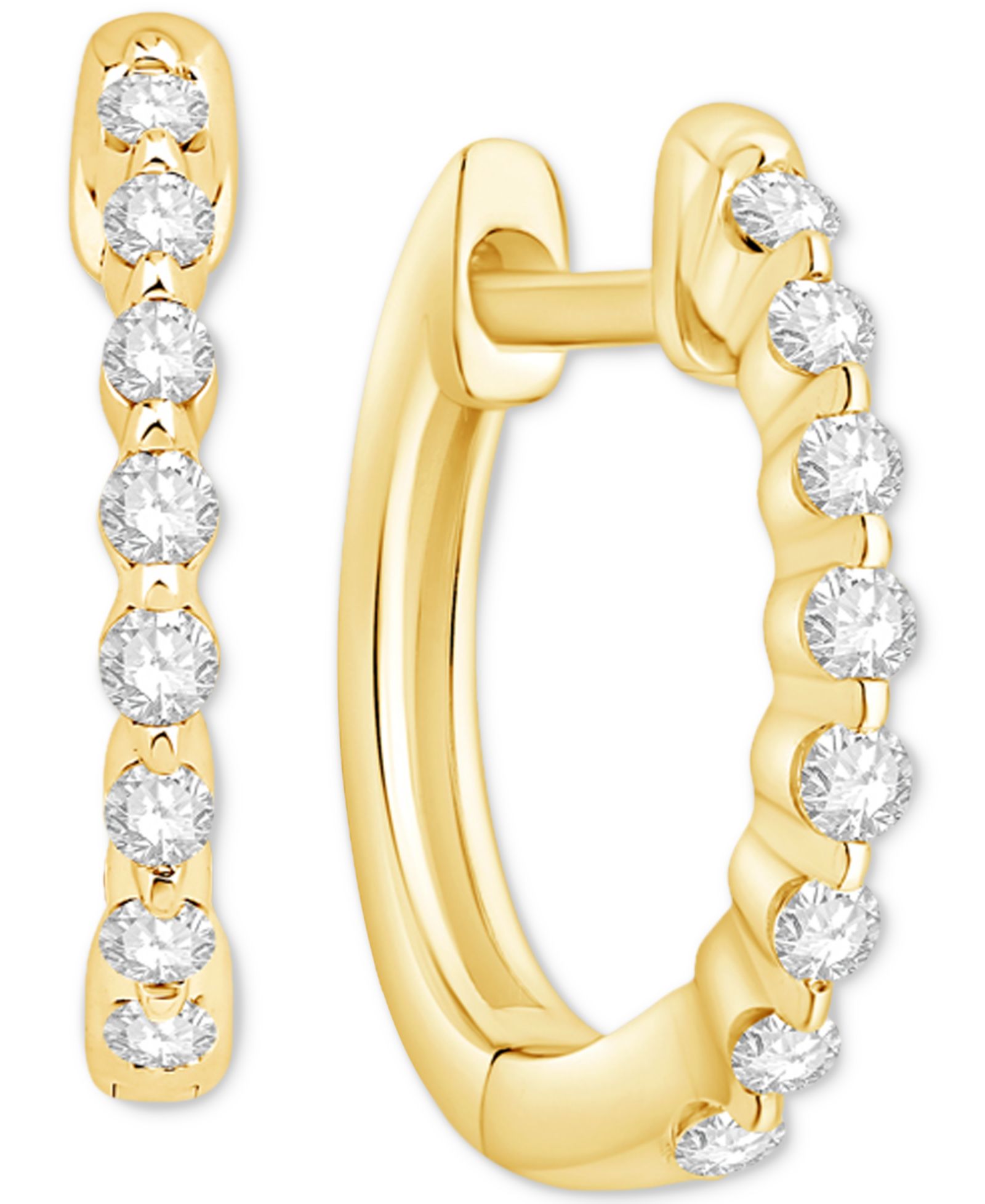 Серьги-кольца Diamond Small (1/6 ct. t.w.) в золоте 14k