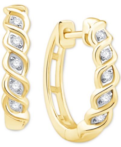 Серьги-кольца с алмазной спиралью (1/10 ct. t.w.) в 10k золоте