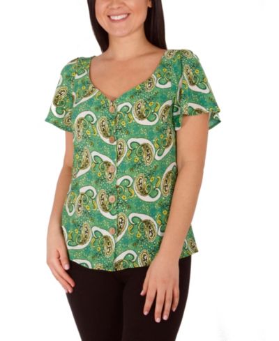 NY Collection Petite Блузка из креповой ткани с воланами на рукавах Petite