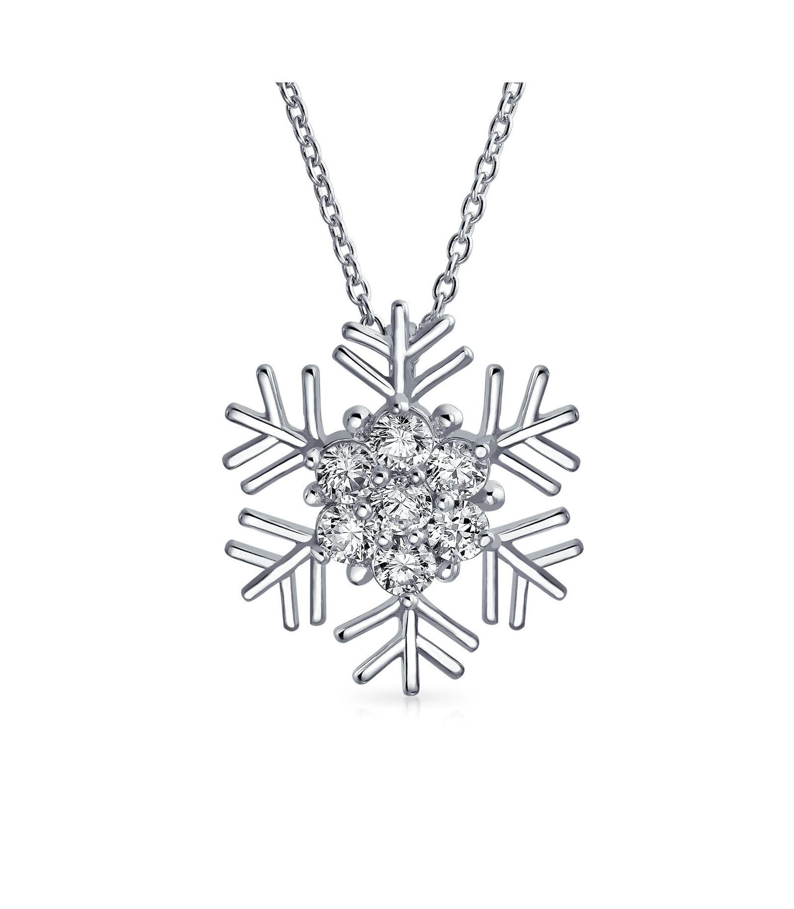 Bling Jewelry Подвеска-кулон Snowflake с фианитами Cubic Zirconia Micro Pave CZ