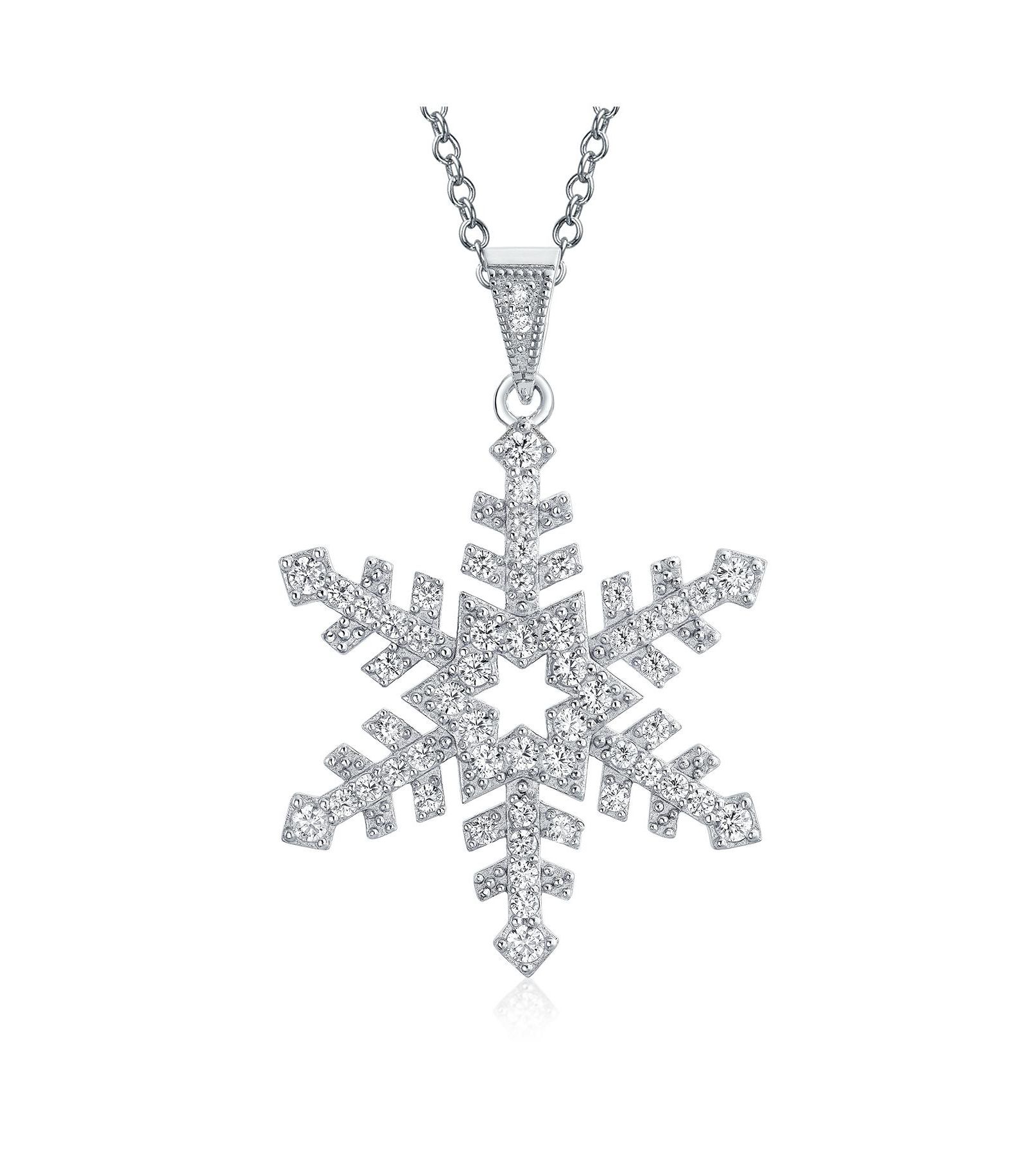 Подвеска ожерелье Bling Jewelry Christmas Holiday Party Branch Micro Pave Cubic Zirconia CZ Star Snowflake Sterling