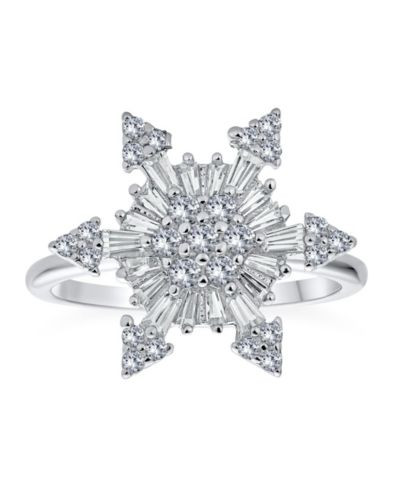 Bling Jewelry кольцо-фиджет с прозрачным кубическим цирконием и снежинкой