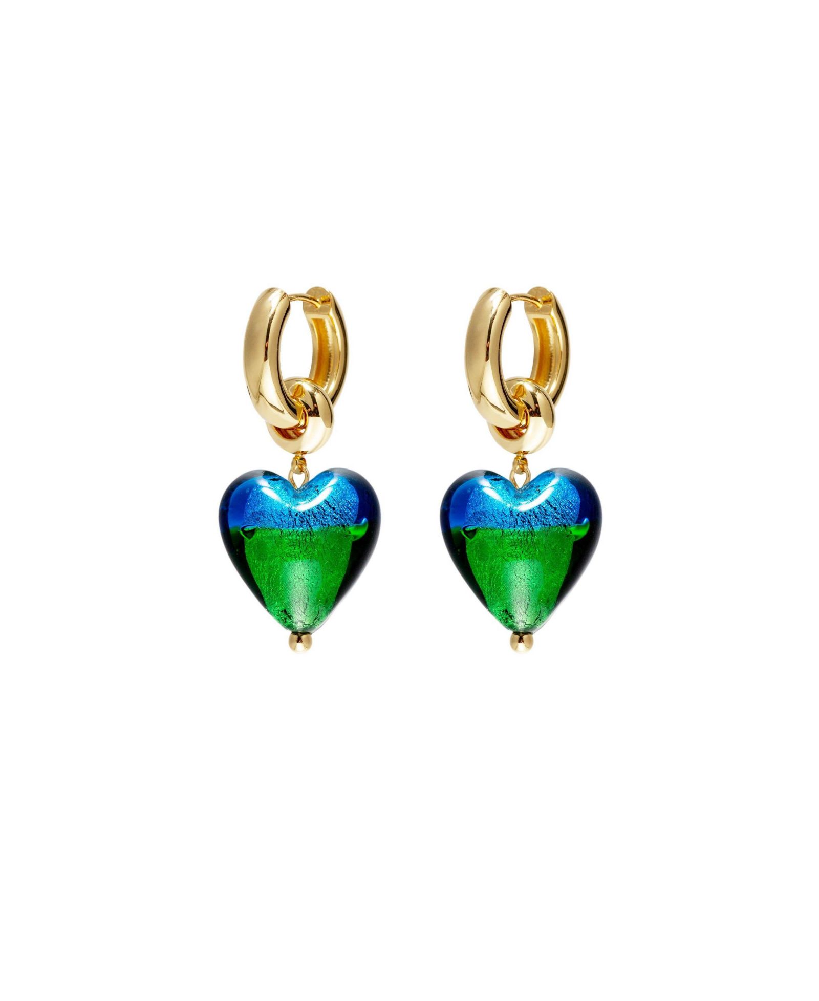 Серьги-подвески Classicharms Esmee Peacock Green Teal Murano Glass Heart Drop