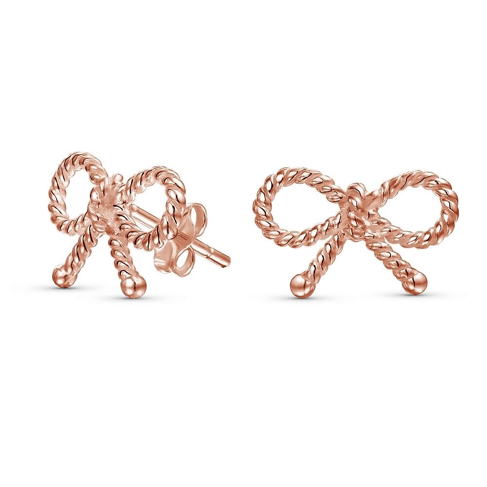 Bling Jewelry серьги-гвоздики с закрученной лентой и бантом, позолоченные, стерлинговое серебро .925