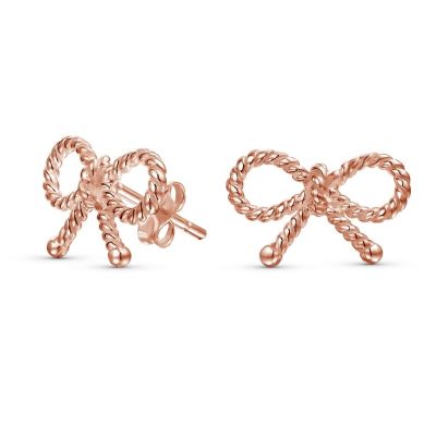 Bling Jewelry серьги-гвоздики с закрученной лентой и бантом, позолоченные, стерлинговое серебро .925