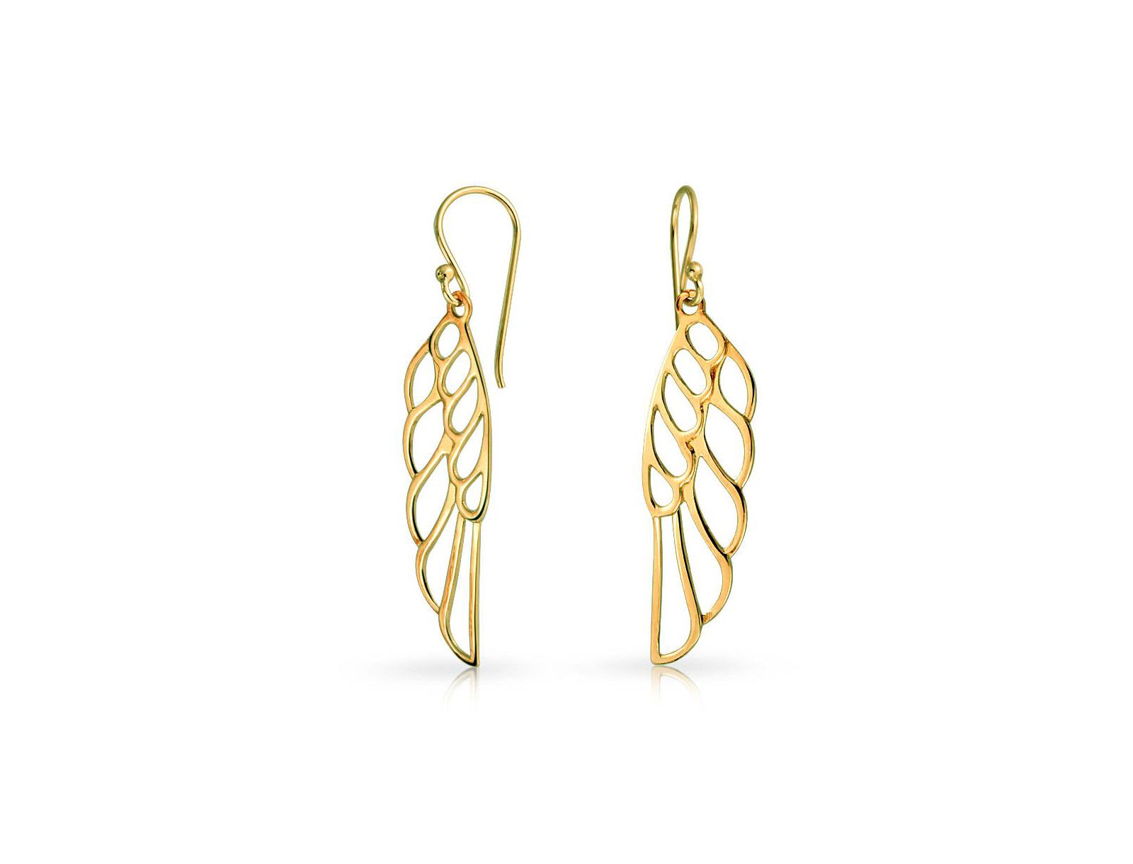 Серьги Bling Jewelry с крыльями ангела, стерлинговое серебро, покрытие розовым золотом, крючок
