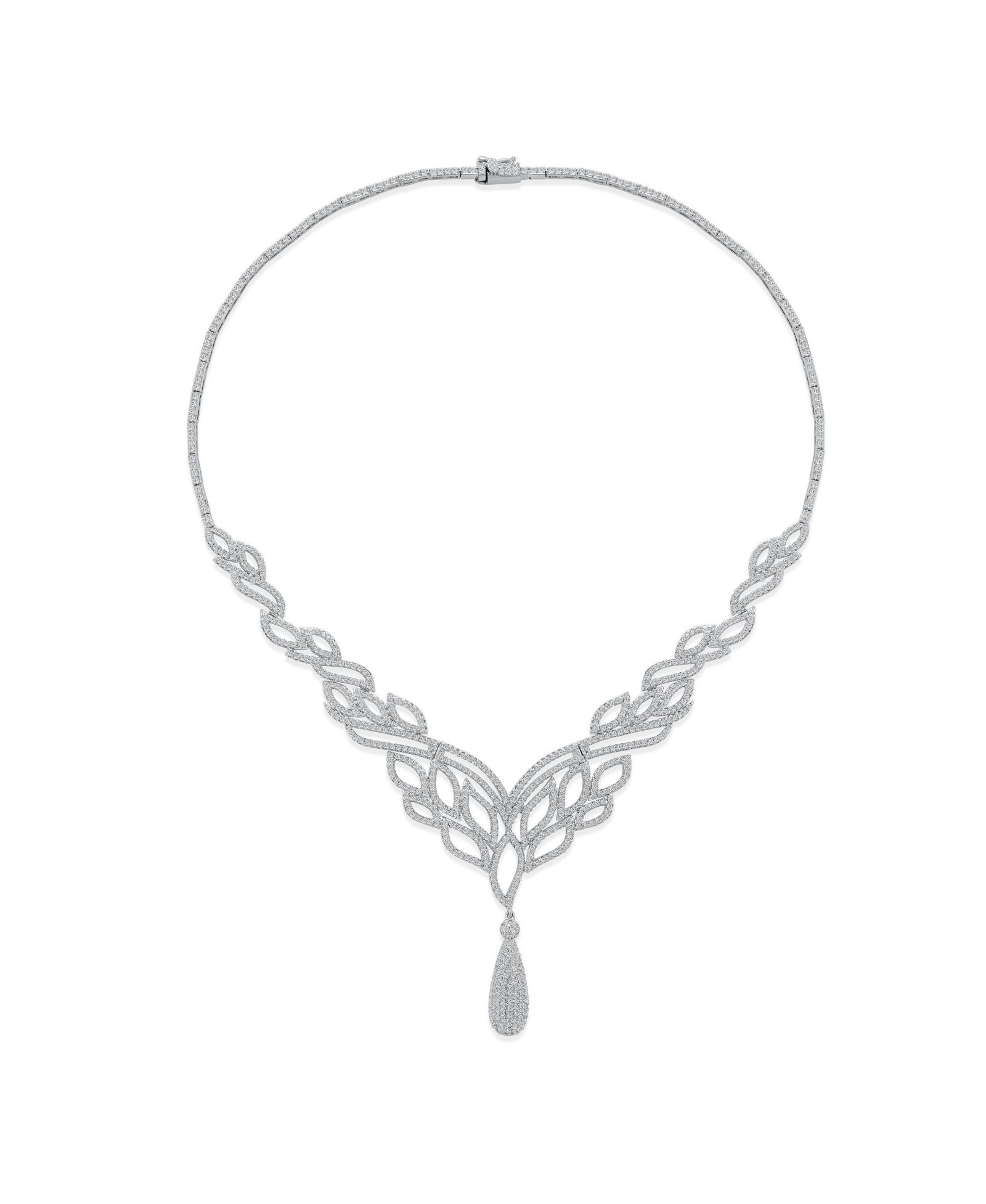 Bling Jewelry Ожерелье Statement Leaf в стиле Art Deco с цирконами CZ