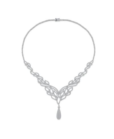 Bling Jewelry Ожерелье Statement Leaf в стиле Art Deco с цирконами CZ
