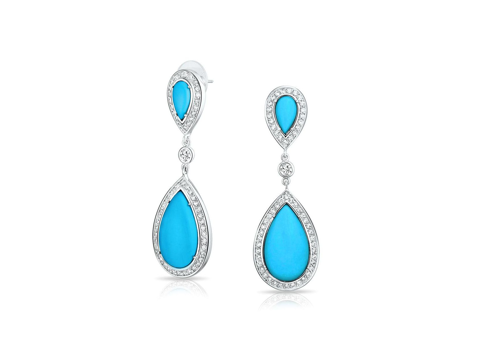 Серьги-люстры Bling Jewelry CZ Halo Turquoise