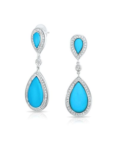 Серьги-люстры Bling Jewelry CZ Halo Turquoise