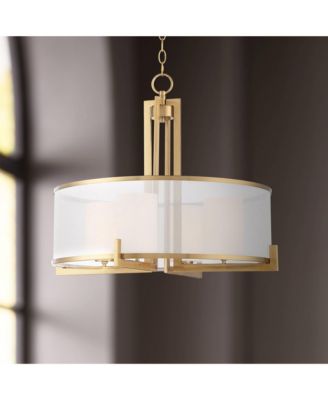 Possini Euro Design современный подвесной светильник Antique Brass 4-Light Drum Shade
