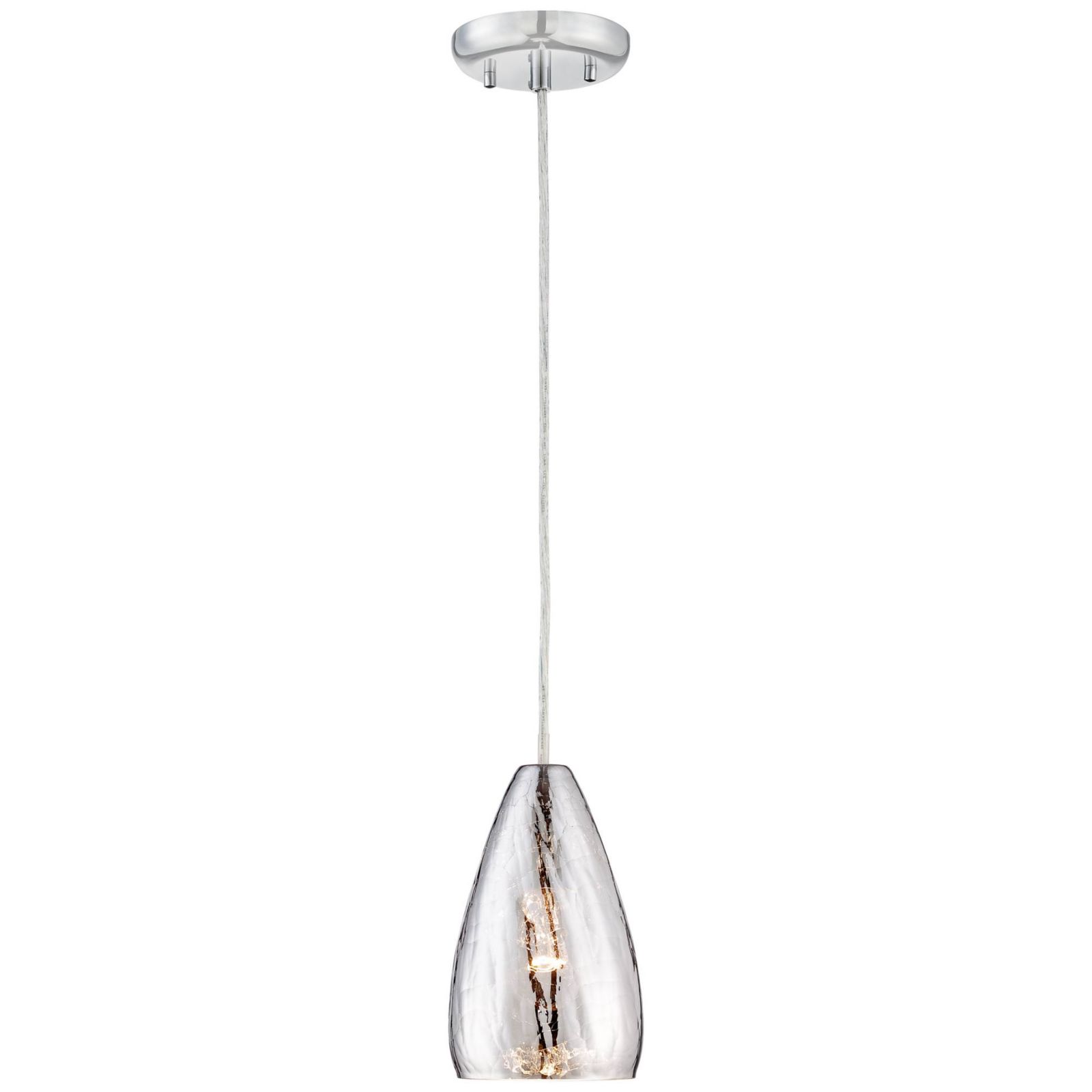 Современный подвесной светильник Possini Euro Design Chrome Vacuum Plated Crackle Glass 5" Wide Modern Light Mini Pendant