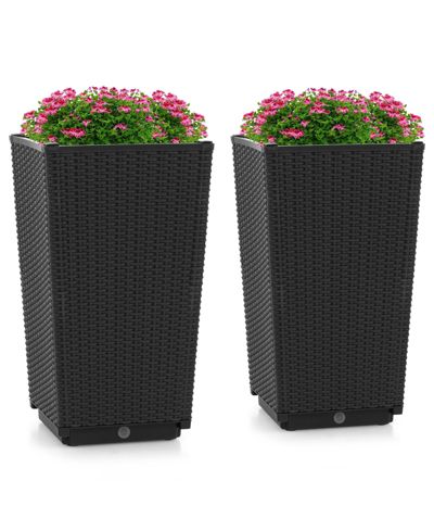 Набор из 2 шт. уличных кашпо из ротанга Costway 22.5''Tall