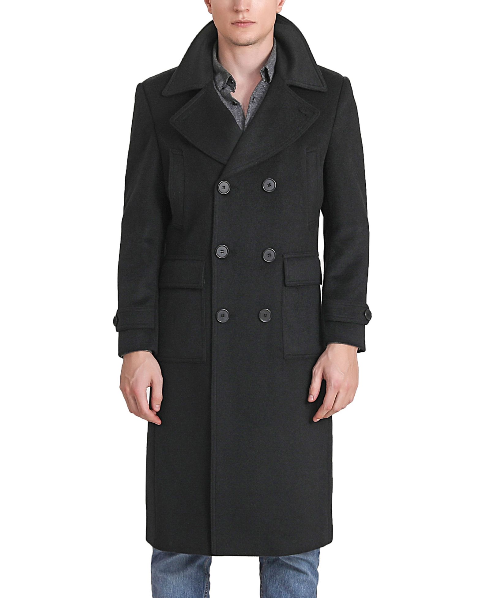 Landing Leathers Men's Peter Wool Blend Long Walker Coat