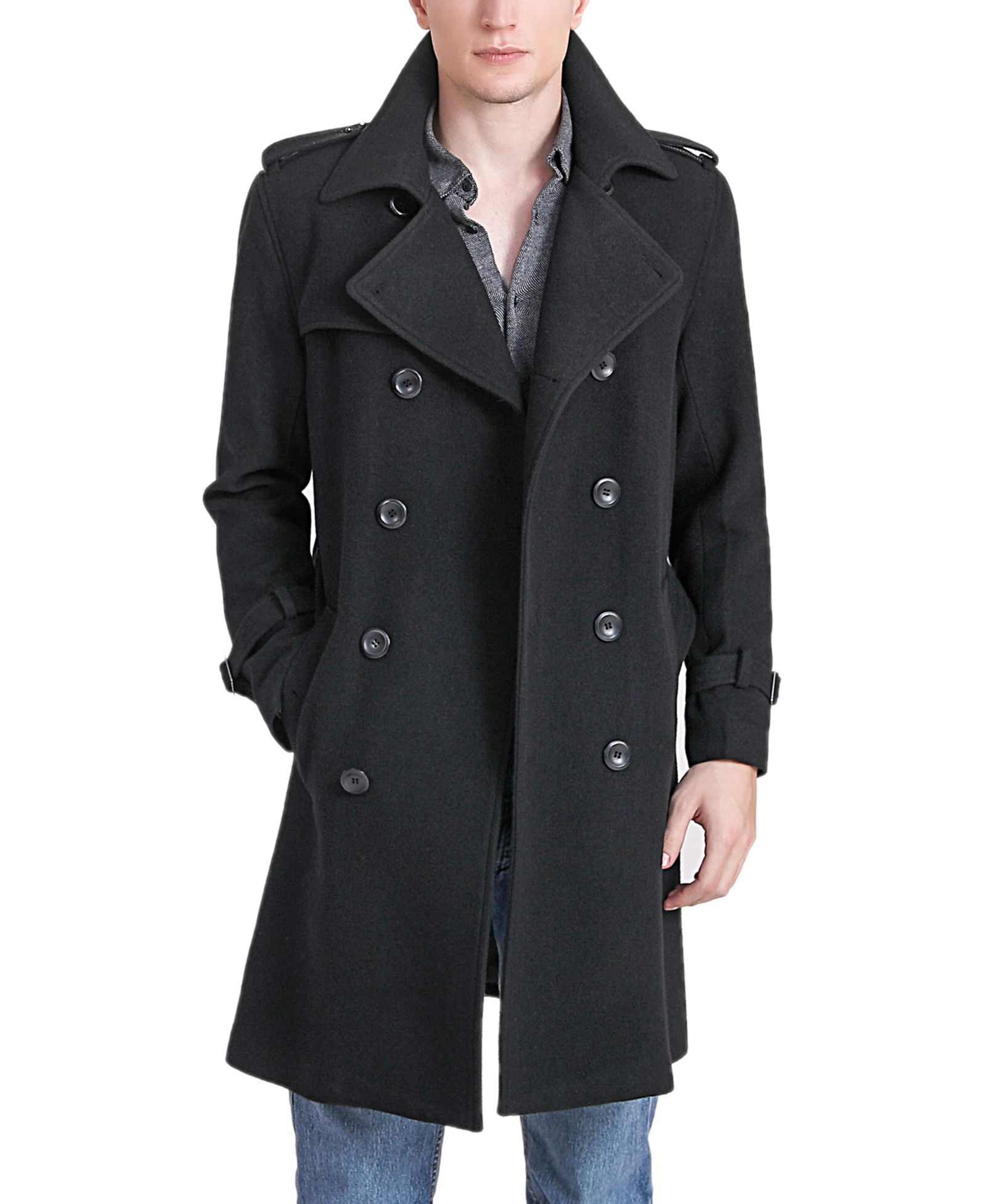 Landing Leathers Men's Jake Wool Blend Trench Coat