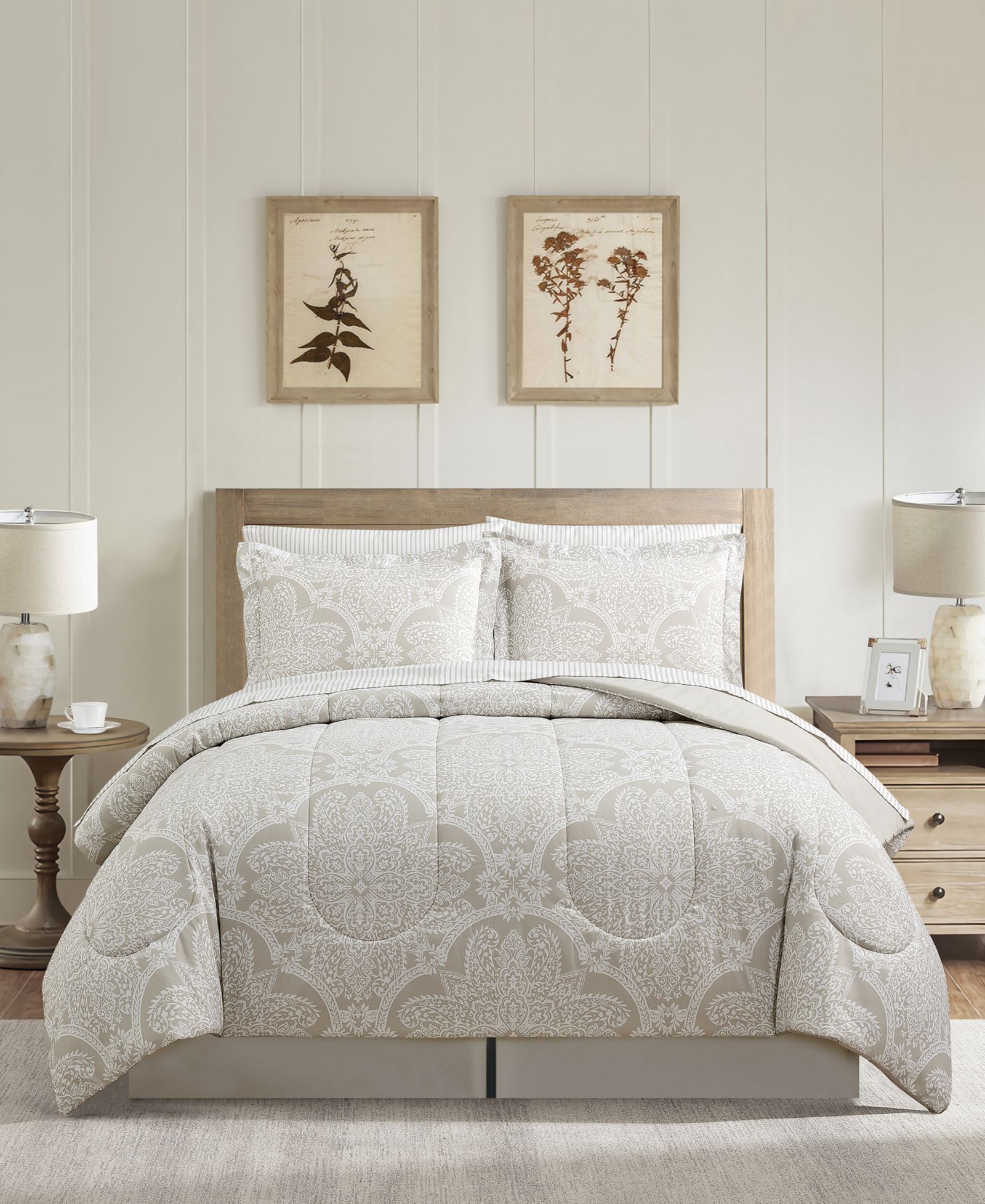 Macy's Neutral Damask 8-Pc. Comforter Set