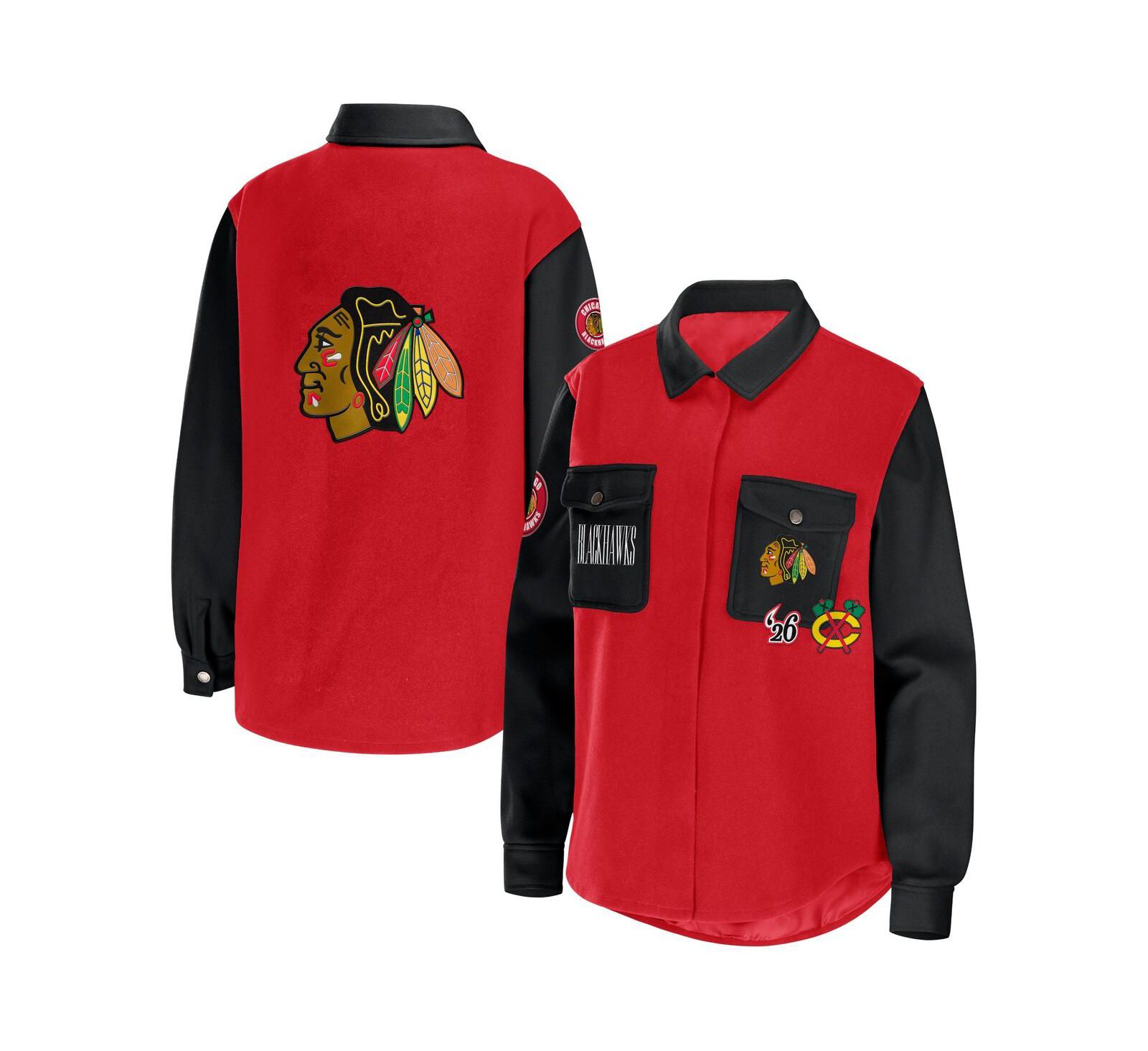 Женская рубашка-жакет WEAR by Erin Andrews Red Black Chicago Blackhawks