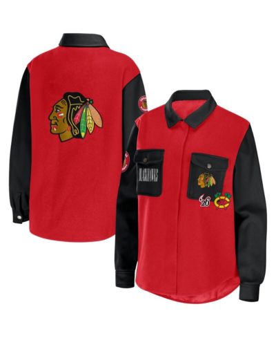 Женская рубашка-жакет WEAR by Erin Andrews Red Black Chicago Blackhawks