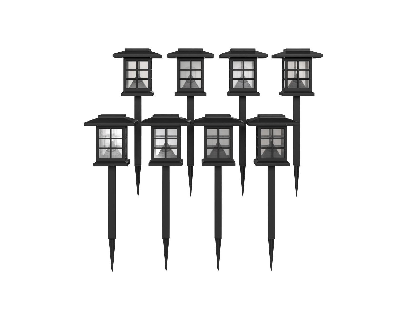 Lantern Style All-Weather Outdoor Led Solar Lights, Solar Powered Lights For Pathway, Garden, & Yard - Set Of 8