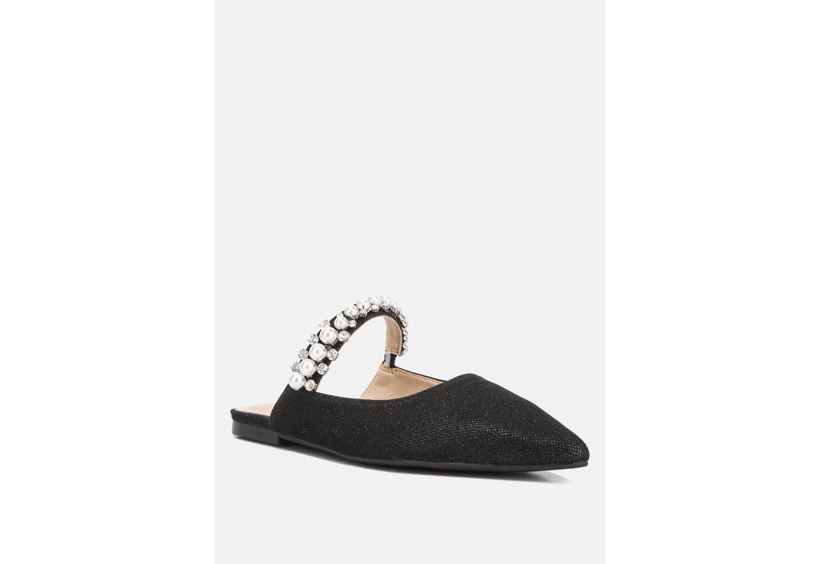 GEODE Pearl Embellished Slip On Mules