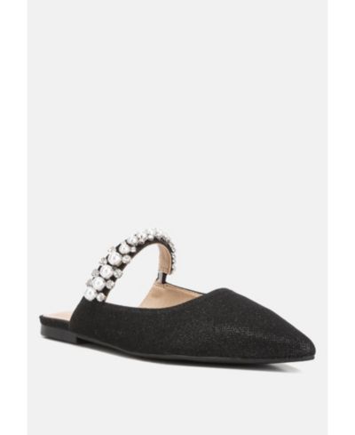 GEODE Pearl Embellished Slip On Mules