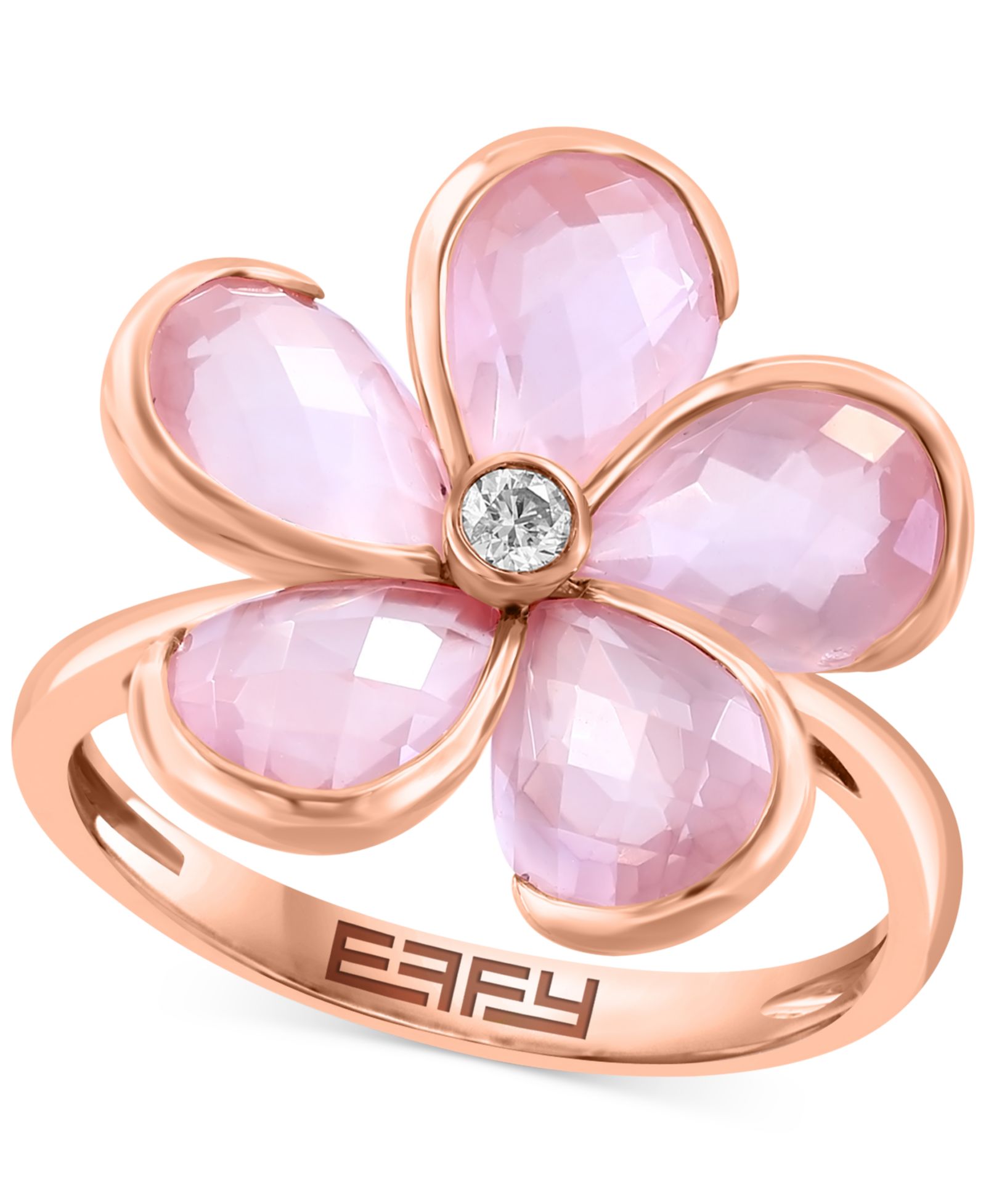 EFFY® Кольцо Flower Rose Quartz & Diamond 14k Rose Gold