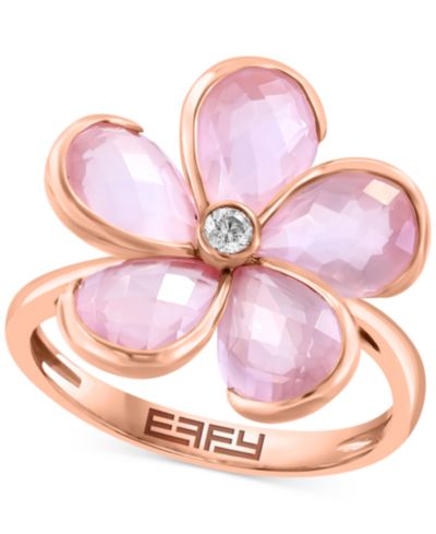 EFFY® Кольцо Flower Rose Quartz & Diamond 14k Rose Gold