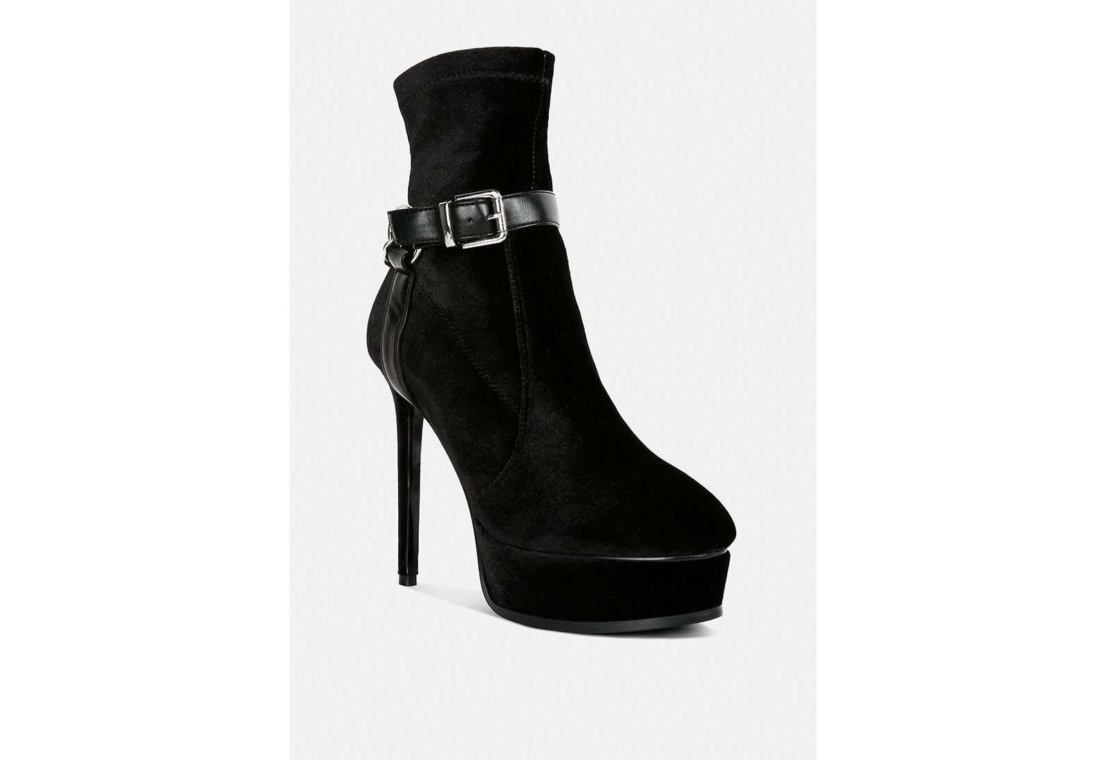 Rag and Co Womens Zeppelin High Platform Velvet Ankle Boots
