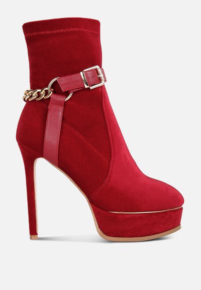 Rag and Co Womens Zeppelin High Platform Velvet Ankle Boots