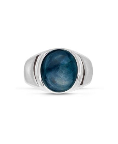 Мужское кольцо-печатка LuvMyJewelry из стерлингового серебра с темно-синим апатитом