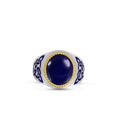 Мужское перстень-печатка LuvMyJewelry с лазуритом и эмалью в стерлинговом серебре