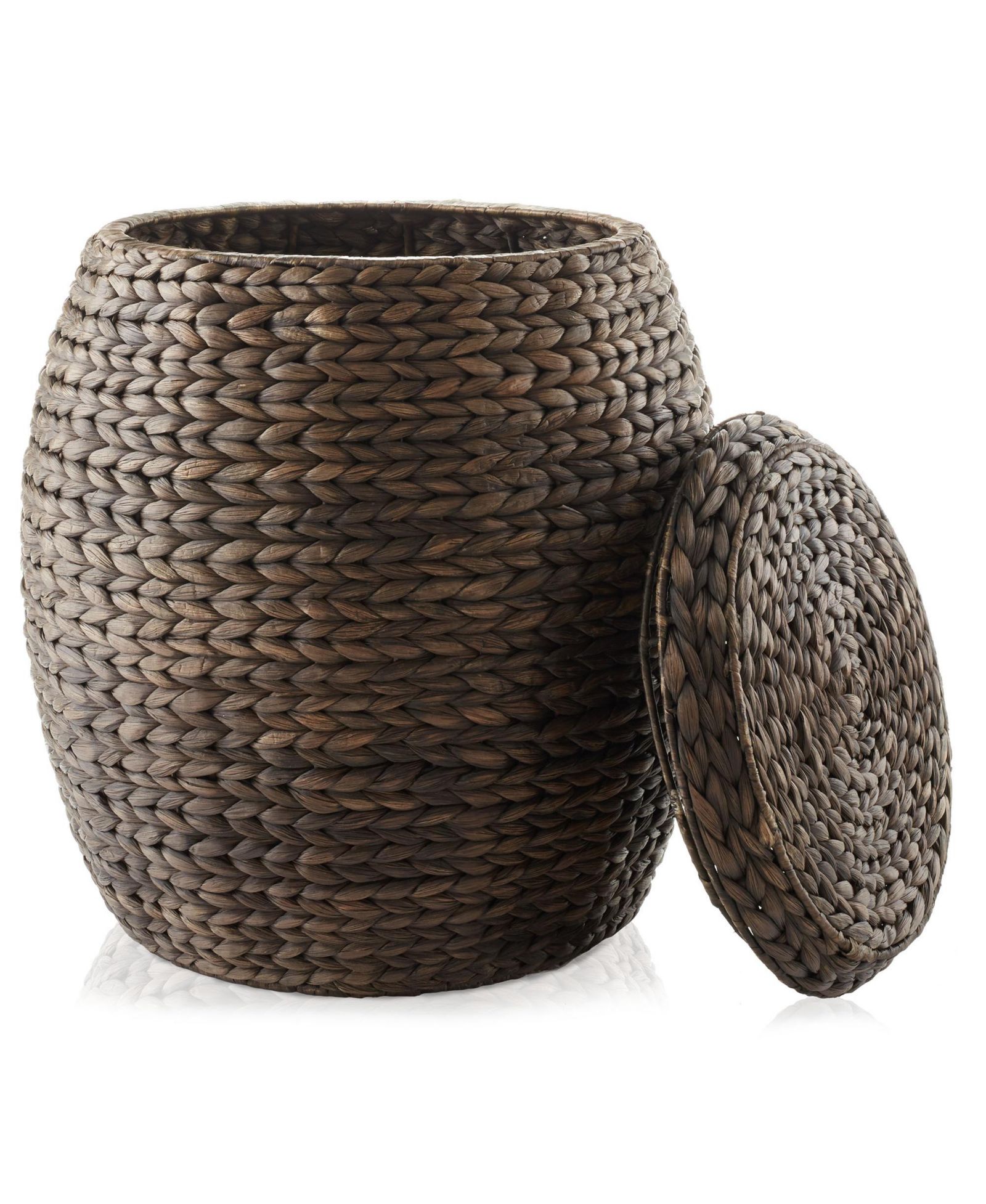 Casafield Woven Water Hyacinth Round Storage Basket with Lid and Removable Liner