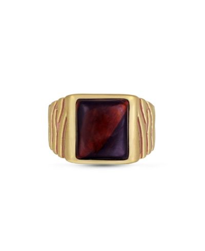 Мужское кольцо-печатка LuvMyJewelry Chatoyant Red Tiger Eye Gemstone Gold Rhodium Plated Silver