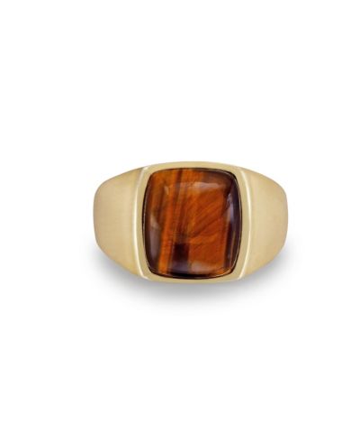 Мужское кольцо LuvMyJewelry Chatoyant Yellow Tiger Eye Gemstone Sterling Silver Signet