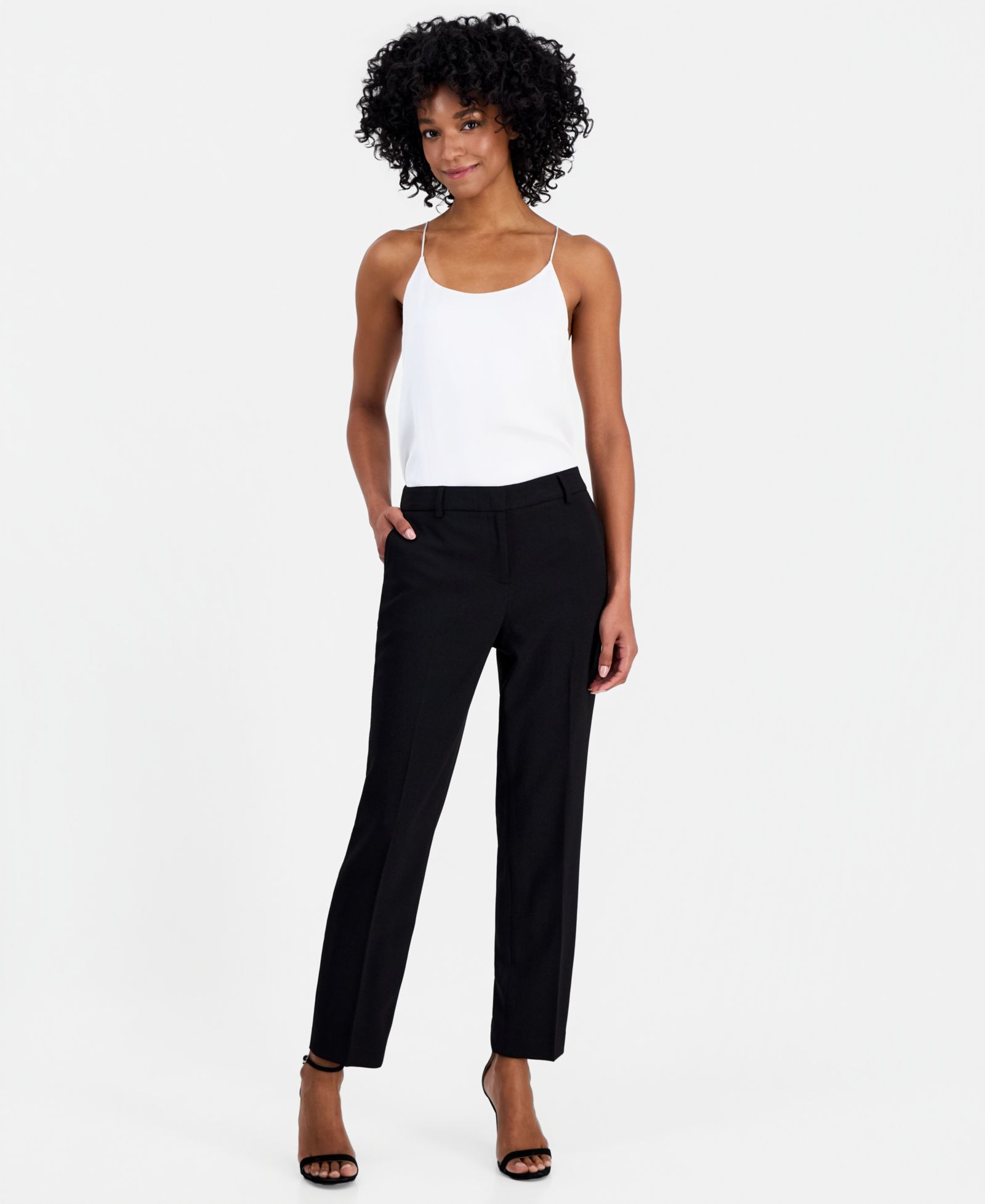 Женские брюки Anne Klein Crepe Grace Mid-Rise Straight-Leg Ankle
