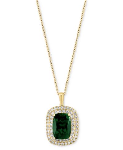 Подвеска EFFY® Lab Grown Emerald & Lab Grown Diamond 18" в 14k Gold