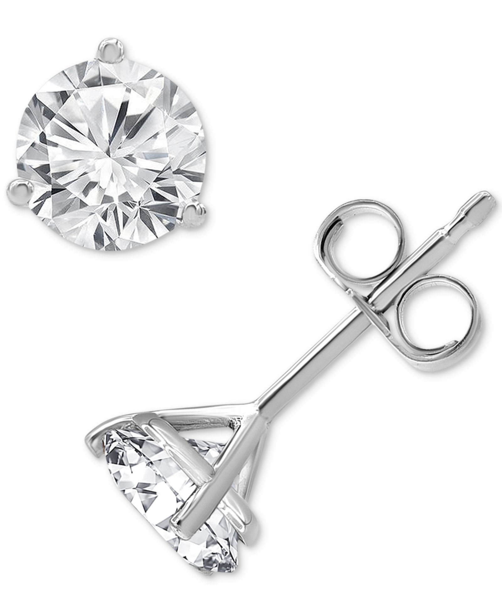 Серьги-гвоздики Diamond Three Prong Stud в 14k White Gold