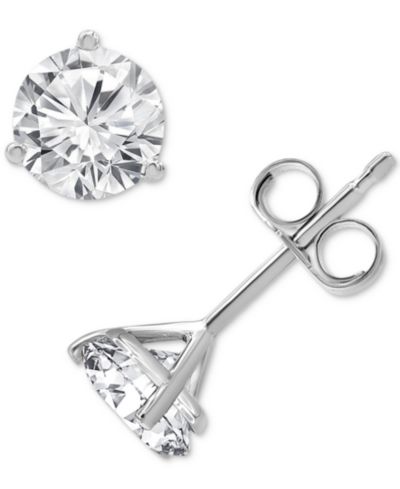 Серьги-гвоздики Diamond Three Prong Stud в 14k White Gold