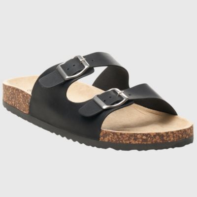 ALPINE SWISS MENS DOUBLE STRAP CASUAL SLIDES FLAT SANDALS