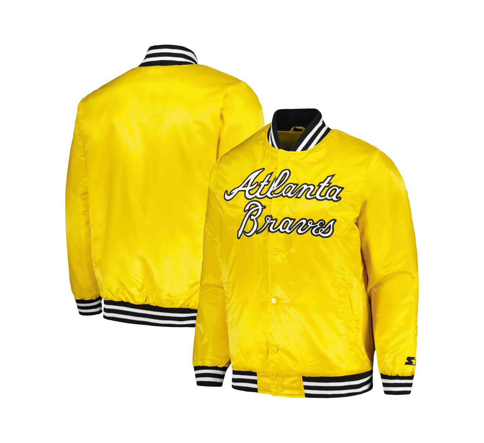 Мужская университетская куртка Starter Gold Atlanta Braves Satin Full-Snap Varsity