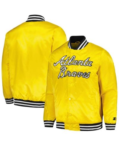 Мужская университетская куртка Starter Gold Atlanta Braves Satin Full-Snap Varsity