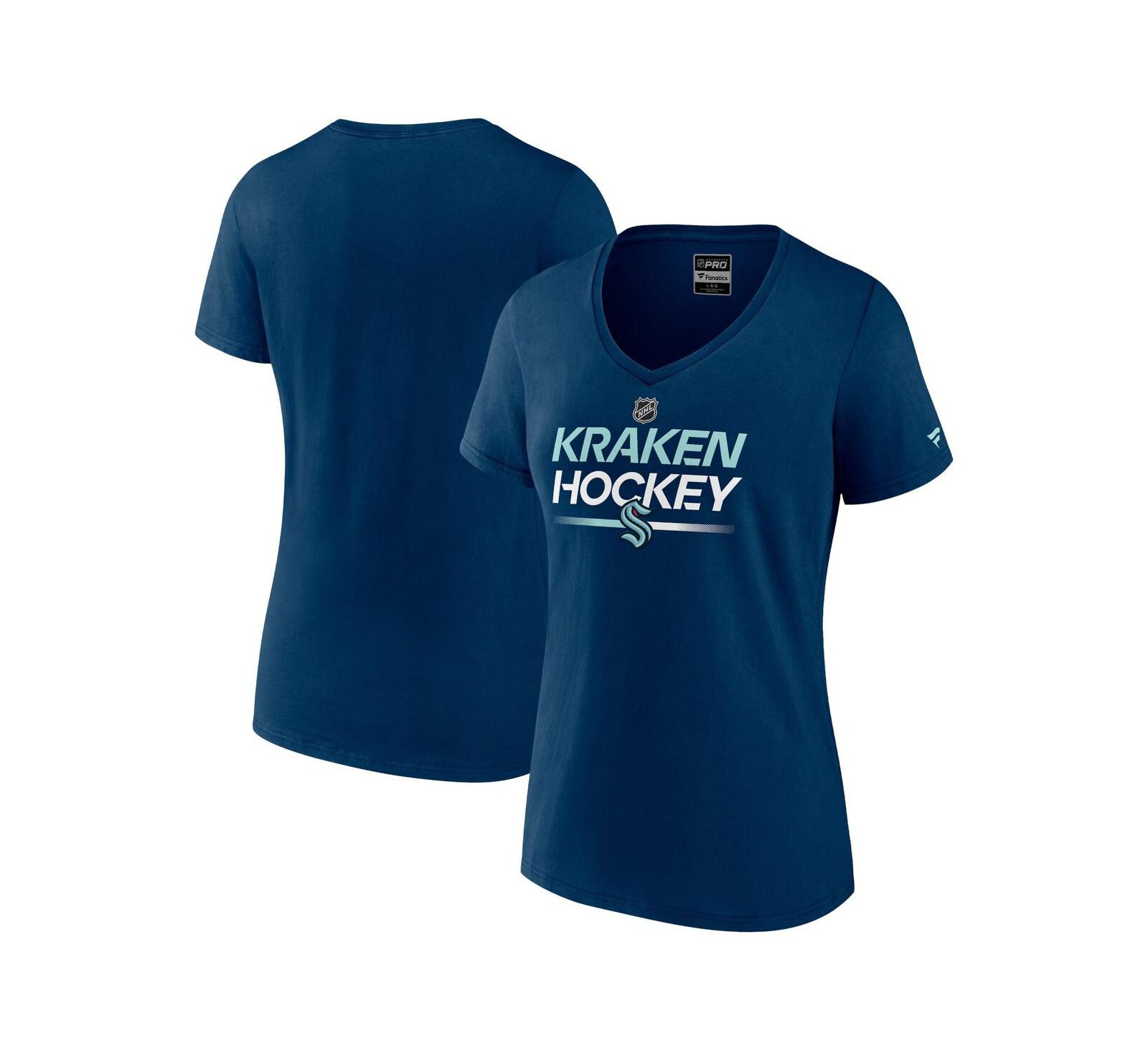 Women's Fanatics Deep Sea Blue Seattle Kraken Authentic Pro V-Neck T-shirt
