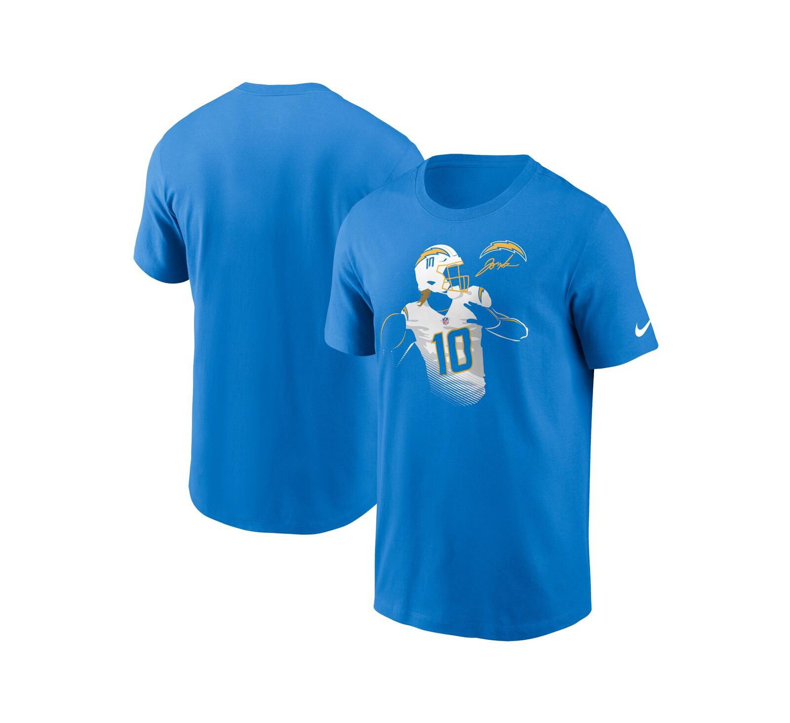 Nike мужская футболка с графикой Justin Herbert Los Angeles Chargers, голубой цвет