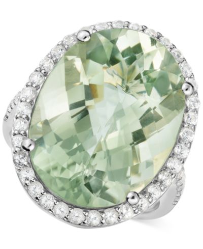 Green Quartz (15 cttw) and White Topaz  (3/4 cttw) in Sterling Silver (Also Available in Smoky Quartz)