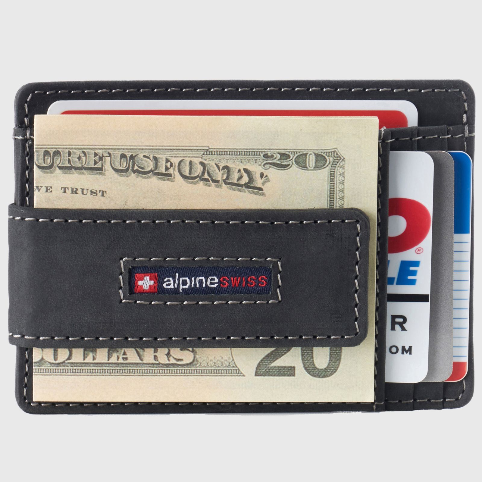 Alpine Swiss Men's Harper RFID Slim Money Clip Front Pocket Wallet Minimalist Leather ID Card Holder