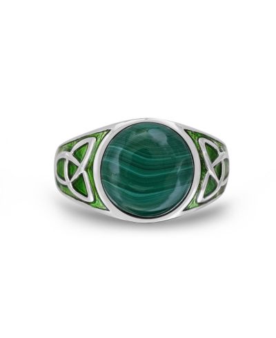 Мужское кольцо-печатка LuvMyJewelry с малахитом и эмалью из Sterling Silver