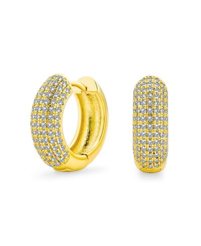 Серьги Bling Jewelry Timeless Pave CZ Bridal Huggie Hoop Wedding Formal Party Rhodium Plated Hinge