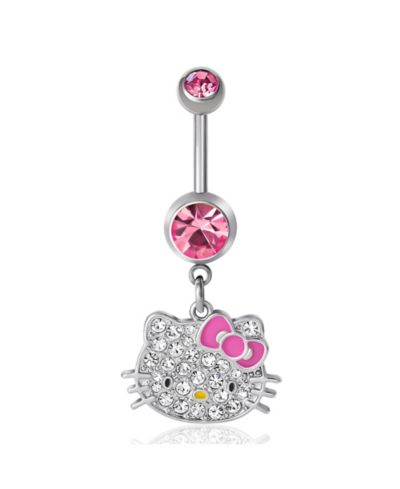 Пирсинг для пупка Hello Kitty Sanrio 14G Stainless Steel (316L), Pink Crystal