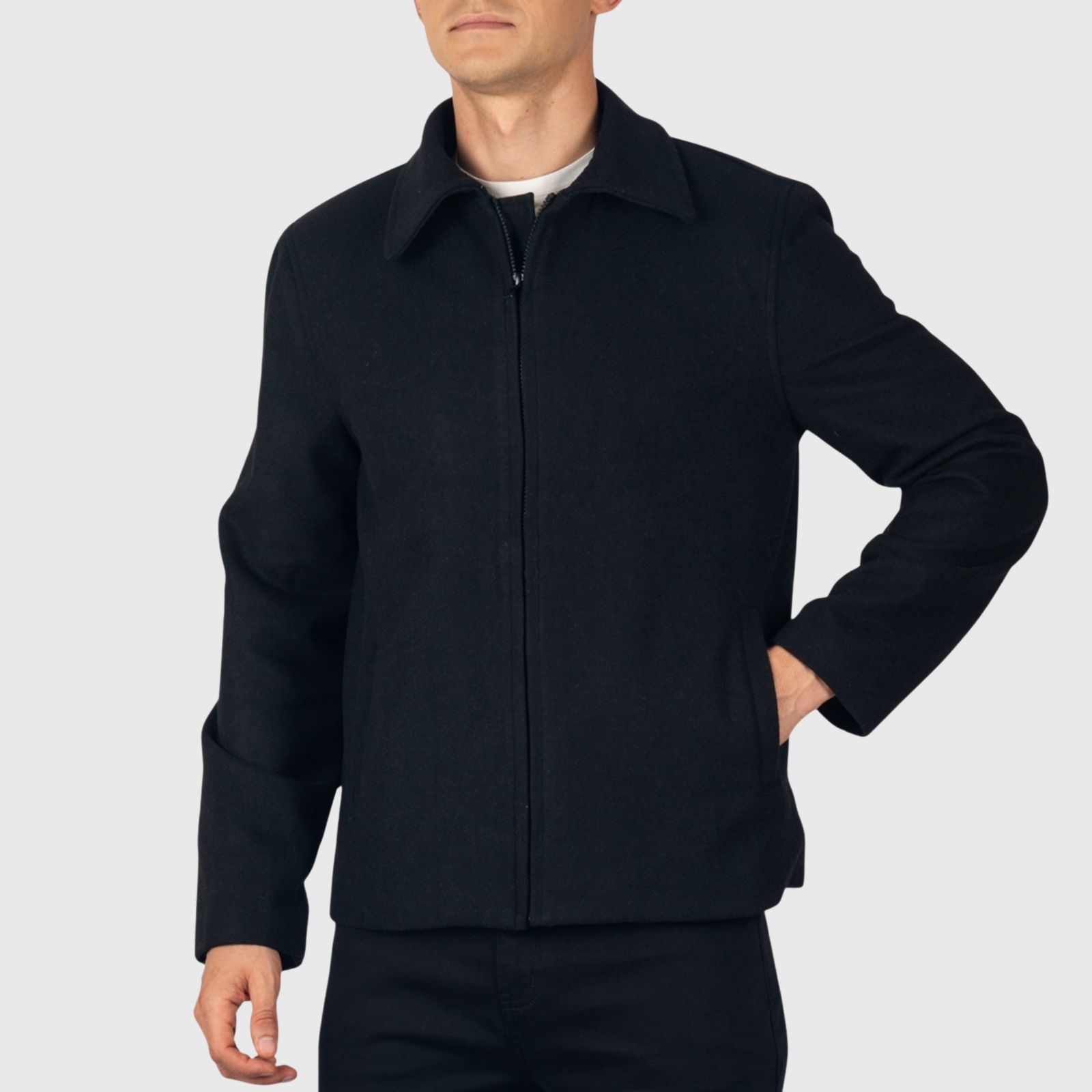 Alpine Swiss Men's Grant 28" Open Bottom Jacket Wool Blend JD Bomber Zippered Jacket